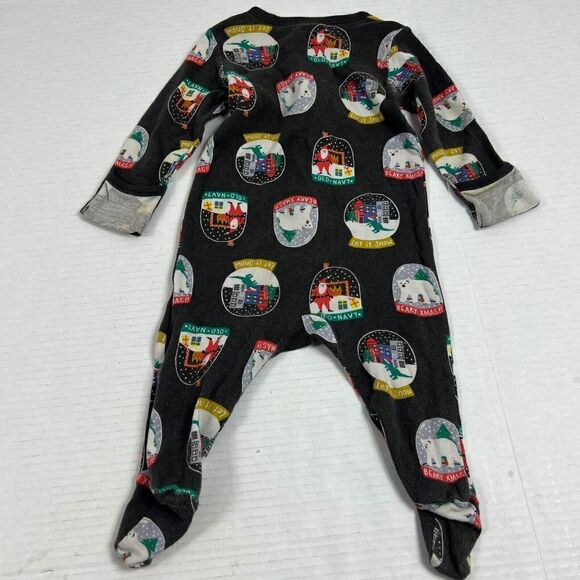 Old Navy Unisex Infant 6-9 Months One Piece Footed Pajamas Snow Globe Christmas - Picture 10 of 10